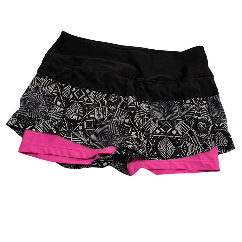 MPG black white pink shorts activewear fitness sz S